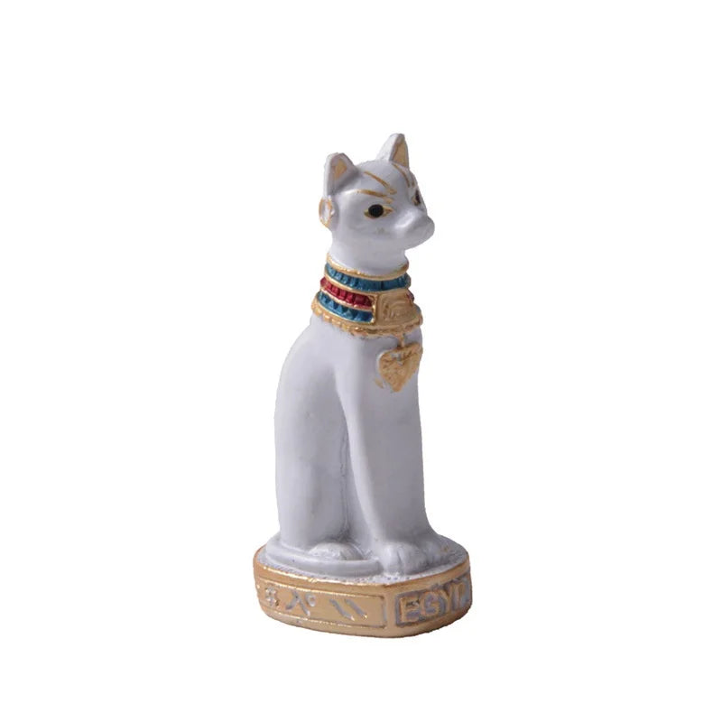 Preciosa estatua con forma de gato egipcio, estilo retro de dibujos animados, para decoración de escritorio de coche, miniaturas, animales, manualidades para el hogar, adorno.