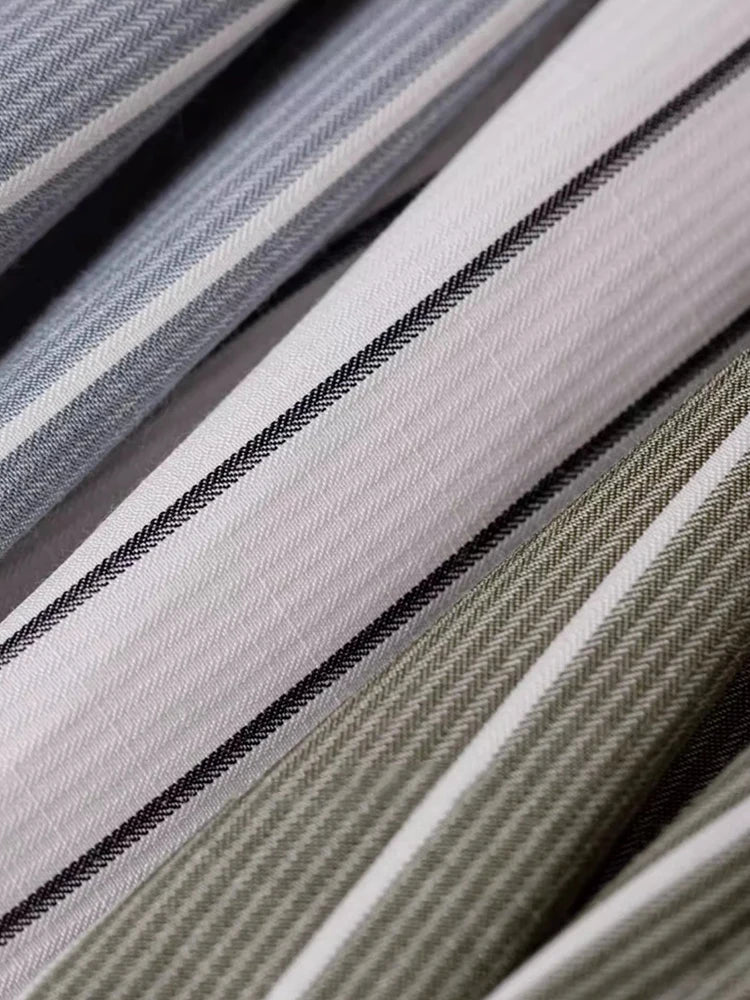 Vintage Striped Printed Slim Shirts Mens Casual Long Sleeve Lapel Buttoned Shirt 2025 Spring Fall Mens Shirt Naple Style Clothes