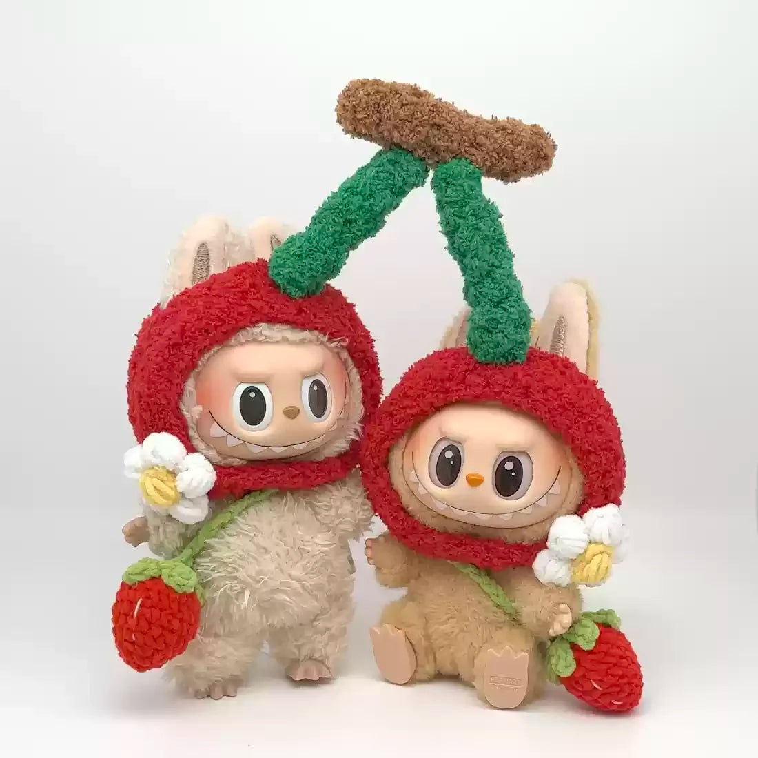 Colgante de muñeca Labubu, ropa de muñeca de goma, rabubu v2v1, sombrero con forma de corazón, macarrón, 17 cm y 15 cm