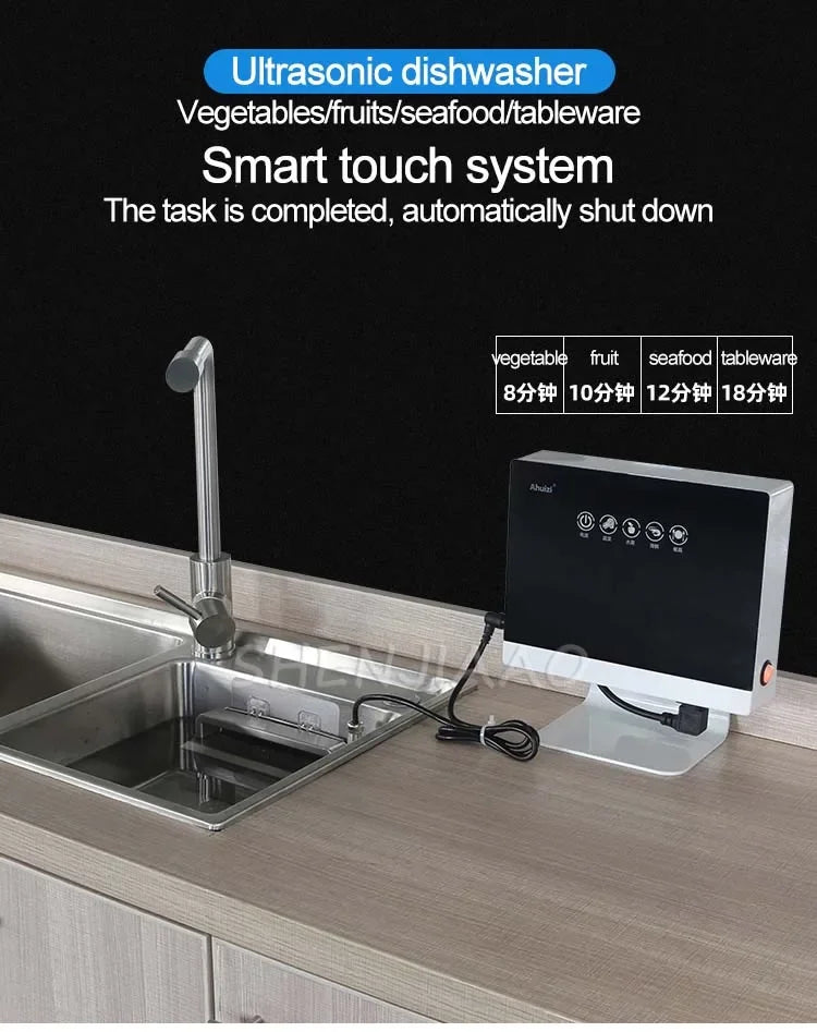 Lave-vaisselle à ultrasons automatique, portable, pour la maison, petit format, autonome, sans installation, pour la cuisine, 110 V/220 V