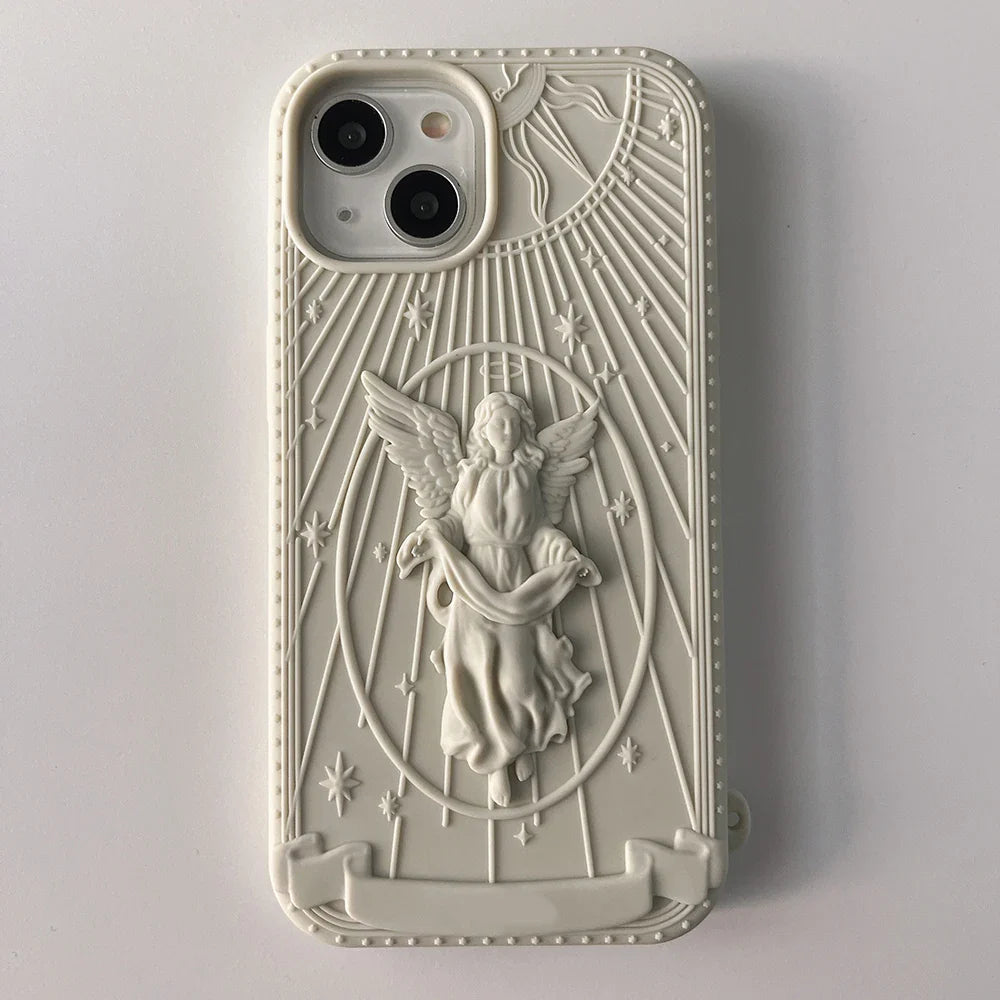 3D Classical Art Angel Statue Case Retro Girl Phone Case