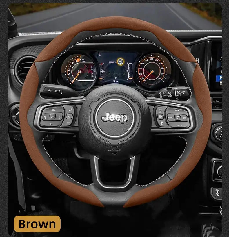 For Jeep Suede Snap-on Steering Wheel Cover Fit Renegade Compass Wrangler Jk Jl Grand Cherokee Wk2 Accessories Wj Portachiavi - Lootquake