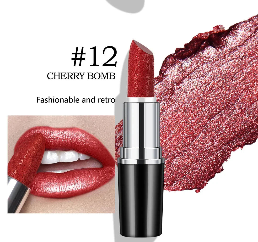 Fine Glitter Lipstick, Quicksand Gold Lipstick Non-sticky Non-fading Lipstick Pearlescent Long-lasting Silky Mermaid Lipstick