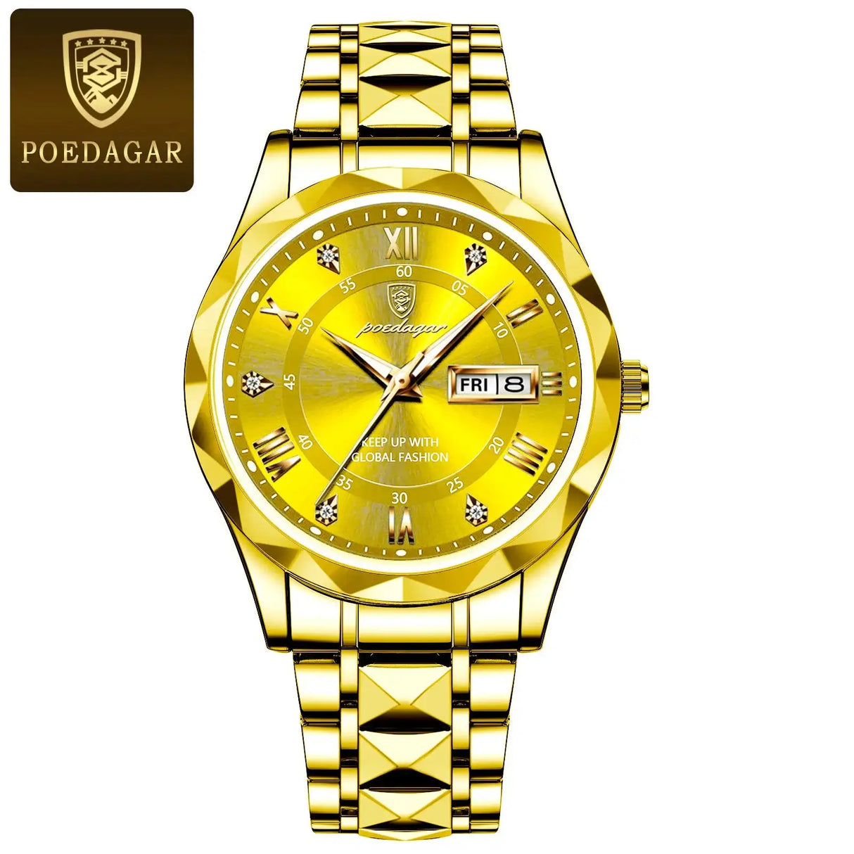 POEDAGAR Business Men's Watch Waterproof Luminous Stainless Steel Date Week Watches For Man Fashion Luxury Quartz Men Wristwatch - Lootquake