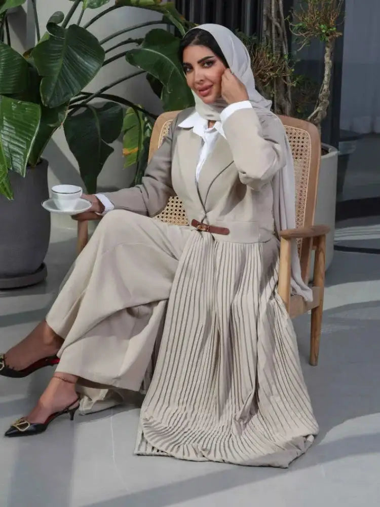 Eid Muslim Party Abaya for Women Ramadan Cardigan Pleated Long Dress Morocco Kaftan Vestidos Largos Dubai Robe Jalabiya 2024 - Lootquake