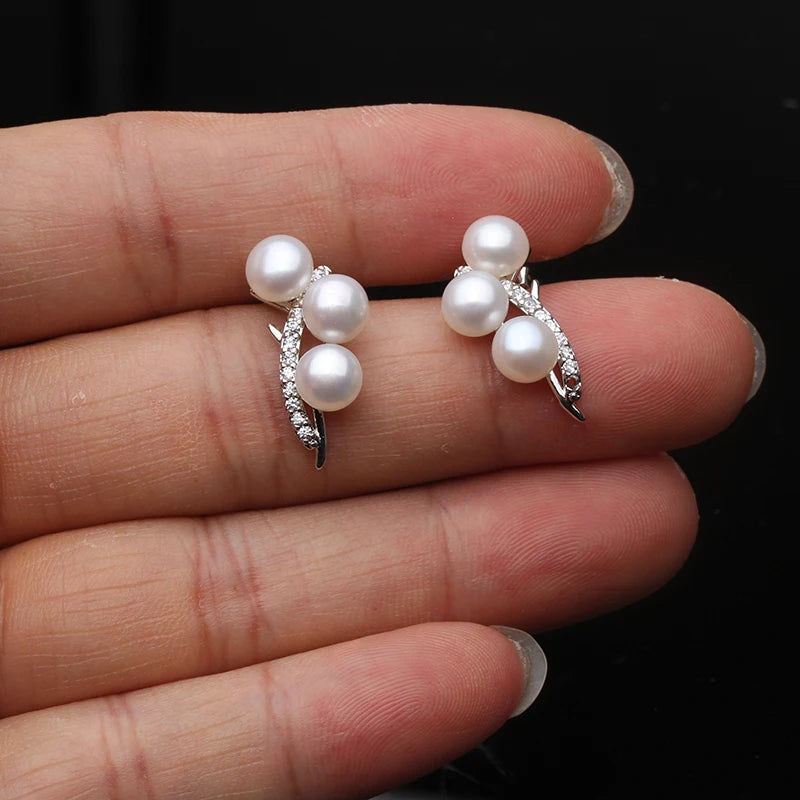 Fashion Real 925 Sterling Silver Earrings,Natural Freshwater Multi Pearl Earrings For Women Wedding Gift - Lootquake