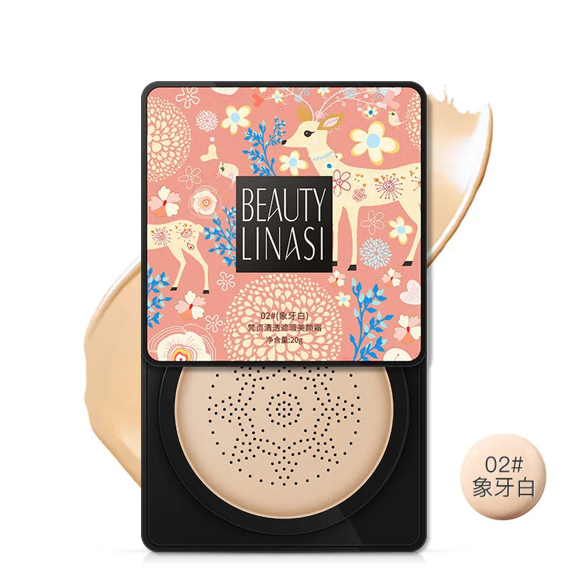 Coussin d'air CC Crème Fond de teint tête de champignon Hydratant Longue tenue Cosmétiques visage Éclaircissant naturel Base de teint Maquillage