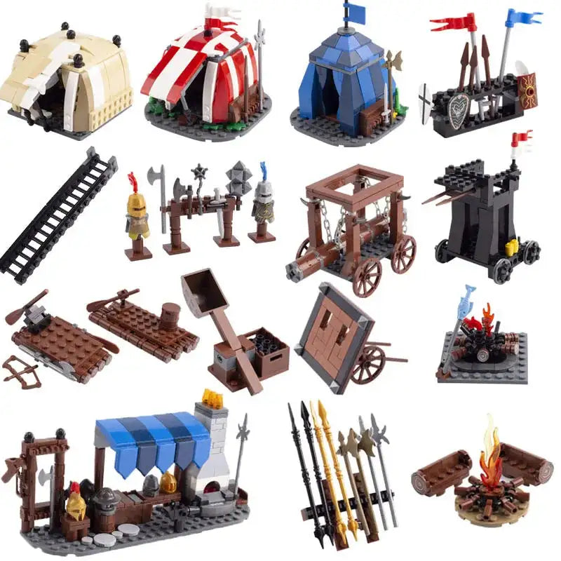 Military Building Blocks Solider Figures Gifts Weapons Tent Bonfire Field Tent Roast Chicken Siege Vehicle Camp Facilities Toys - Lootquake