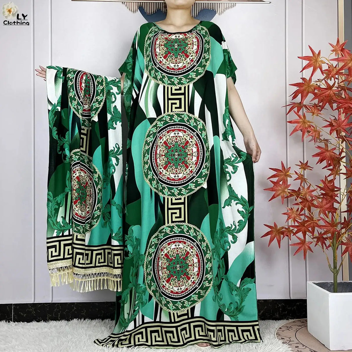 2024 Latest Muslim Sets Women Clothing Cotton Floral Loose Dashiki Long Dress African Abaya Dubai Traditional Islamic Clothing