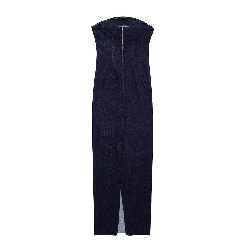 TRAF Off Shoulder Denim Dress Woman Blue Corset Long Dress Women Midi Bodycon Dresses For Women 2023 Elegant Party Dresses - Lootquake