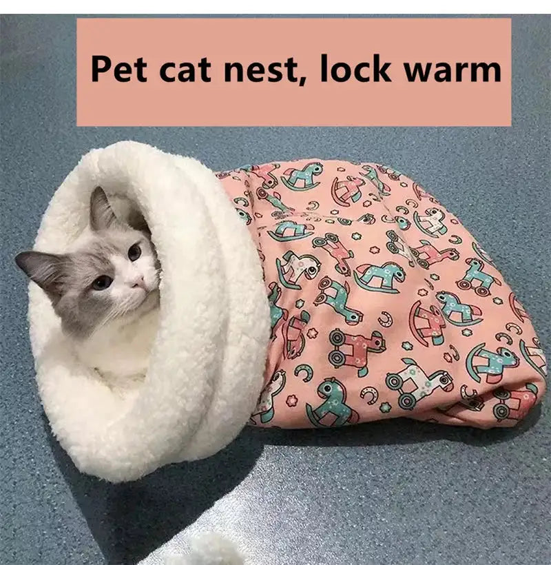 Warm Cat Sleeping Bag Soft Cat Bed Comfortable Tunnel Cat Nest Closed Pet House for Cats Lovely Cat Nest 2.5-7kg Cat Accessories - Lootquake