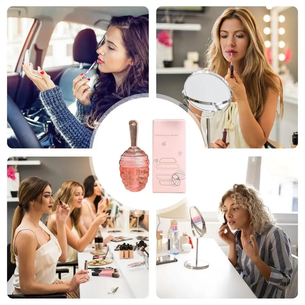 Huile à lèvres Lovely Honey Pot, brillant à lèvres, baume à lèvres hydratant pour le soin des lèvres, huile à lèvres transparente hydratante, rouge à lèvres liquide