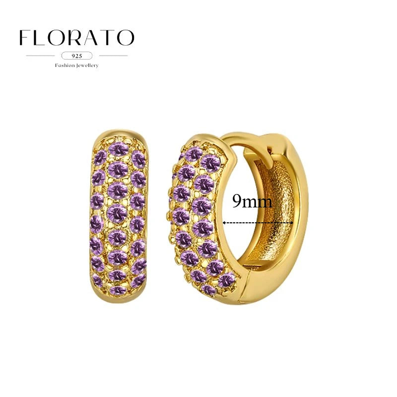 Boucles d'oreilles créoles en argent sterling 925, micro-serties, demi-cercles en zircone, géométriques, de luxe, bijoux tendance, cadeau, vente en gros