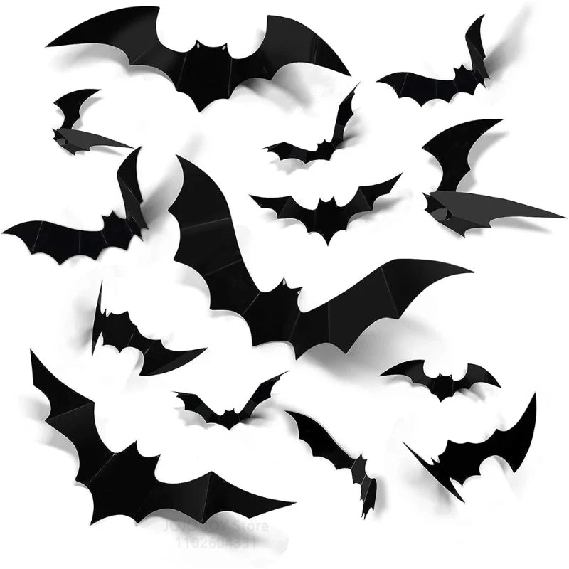 Halloween Decoration 3D Black PVC Bat Halloween Party DIY Decor Wall Sticker Bar Room Halloween Party Scary Decos Props