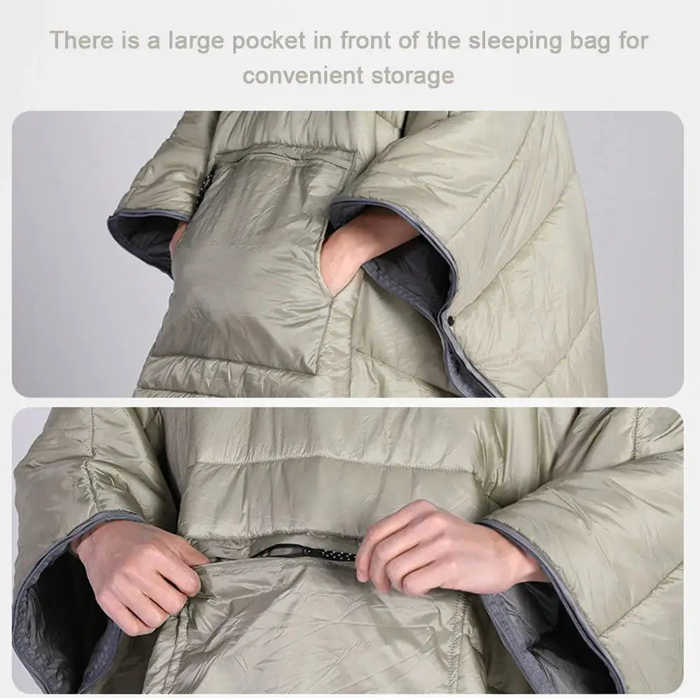 Outdoor Wearable Cloak Sleeping Bag Portable Warming Sleeping Bag Light-weight Cotton Sleeping Bag for Winter Camping Travel - Lootquake