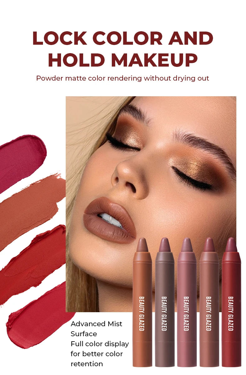 12-Color Matte Waterproof Lipstick Pen - Long-Lasting, Vibrant Berry Tone, Plant-Based Squalane, Smooth Application for All Skin