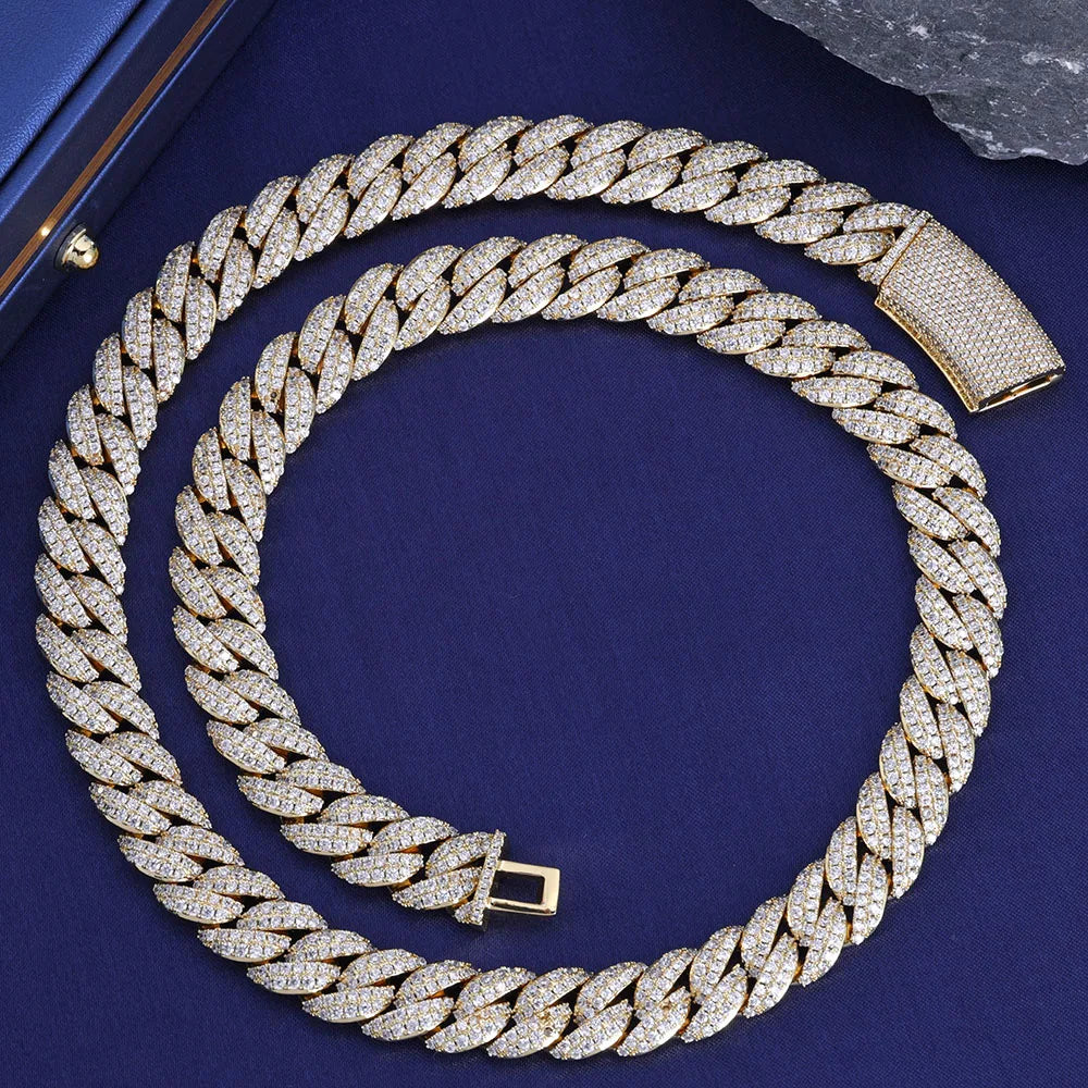 13mm Cuban Link Chain Necklaces Iced Out Miami Cuban Chain for Man Women Iced Out Shiny Inlaid Zircon Hip Hop Jewelry - Lootquake