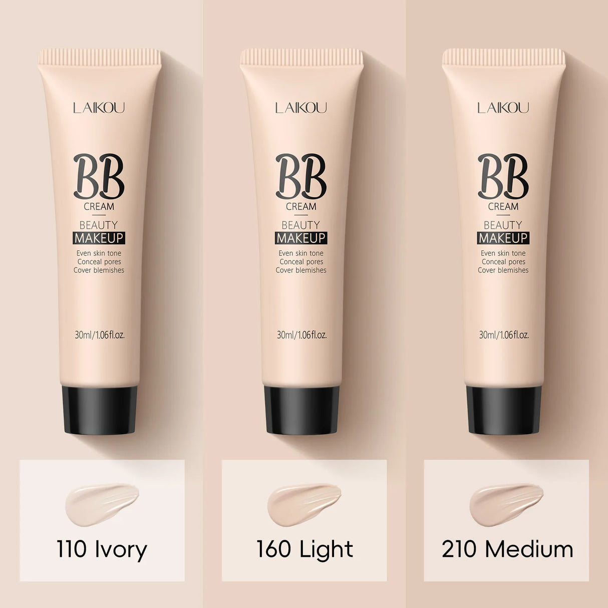 Base de maquillaje en crema con acabado natural, 30 ml, ligera, BB Cover, ojeras, poros, sin aceite, base de maquillaje de larga duración.