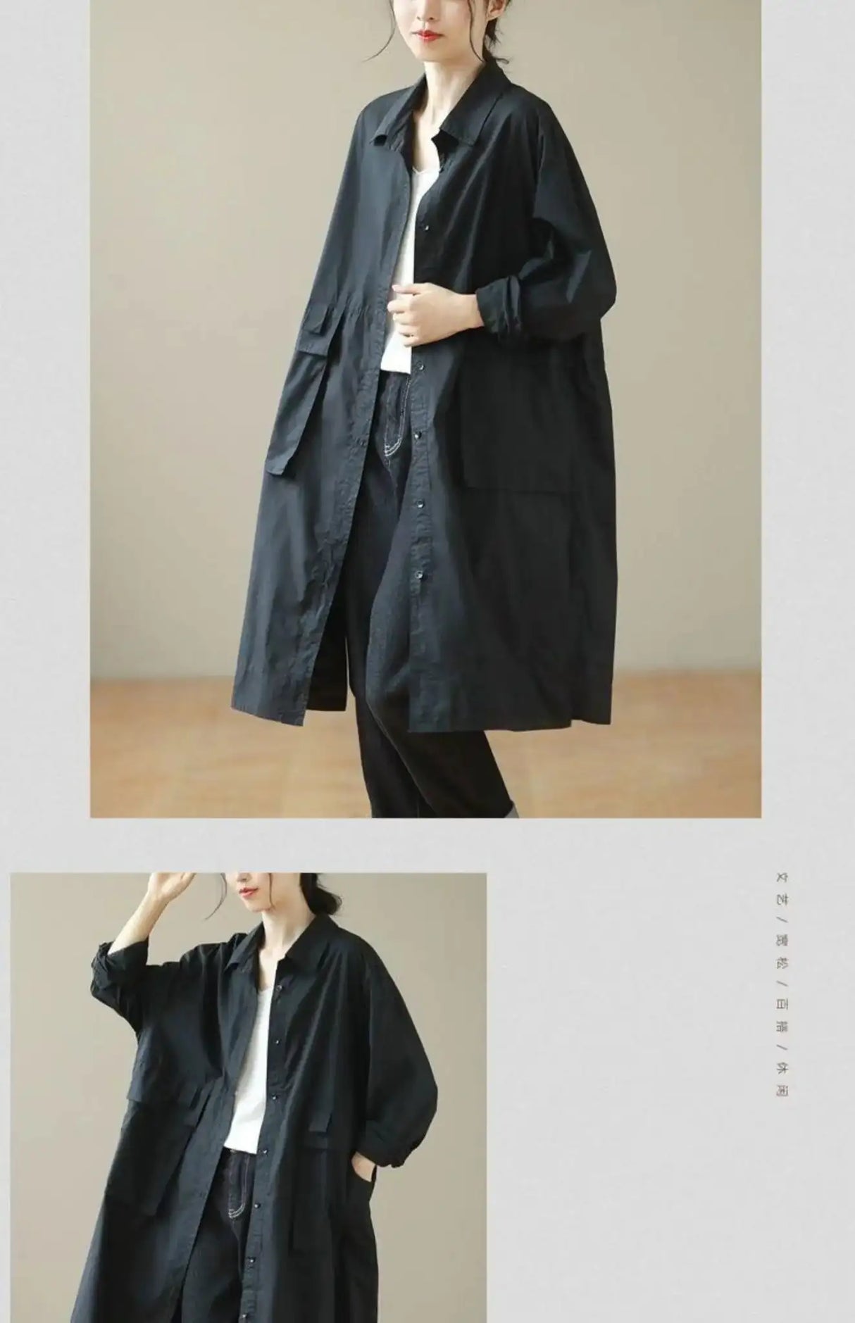 9290 Spring Fall Trench Coat Women Mid Length Windbreaker Single-breasted Double Pockets Casual Loose Overcoat Female Outerwear - Lootquake