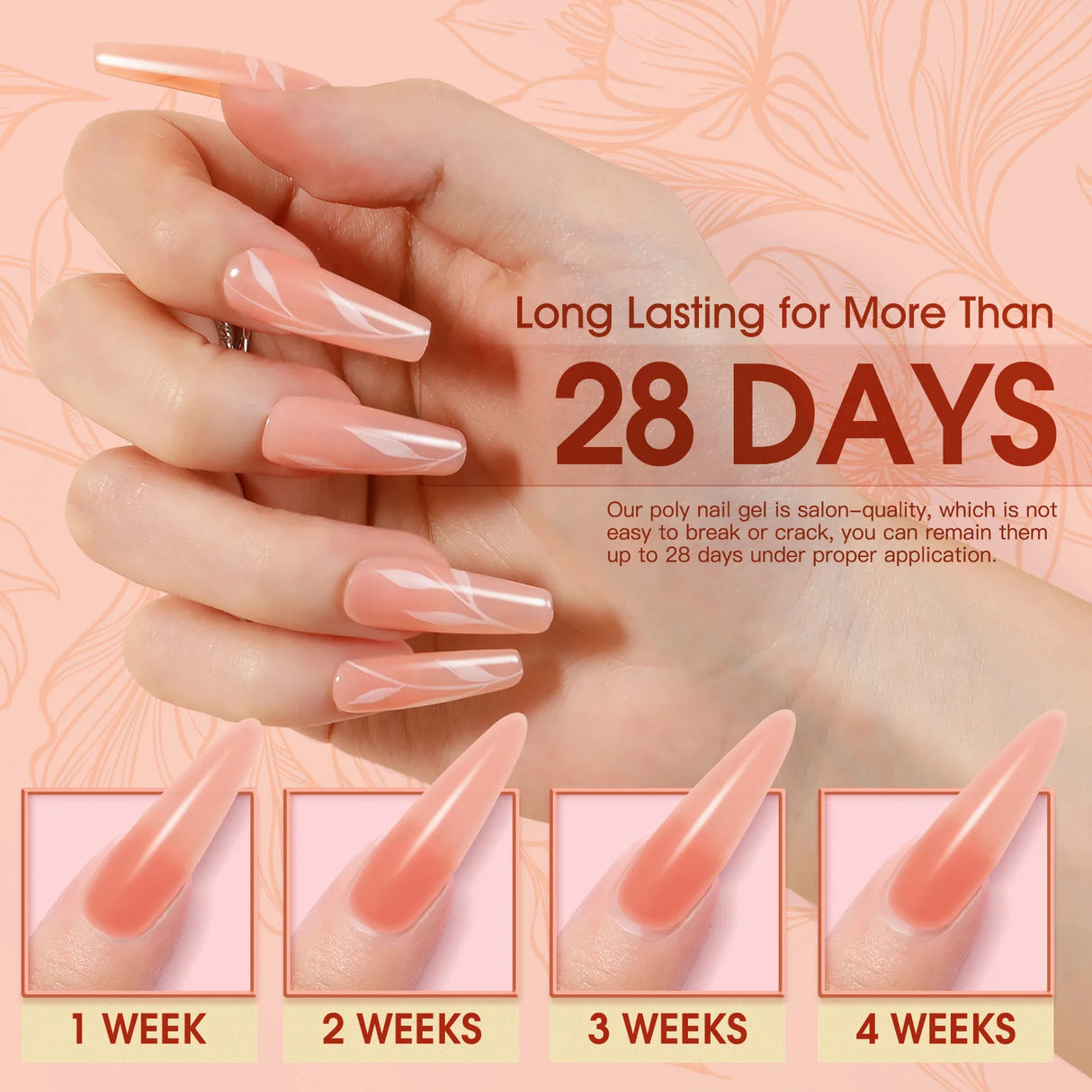 ROSALIND Poly Nail Gel Semi Permanent Acrylic Nail Art Hybrid Varnishes Poly Crystal Nail Polish Top Base Coat Need UV/LED Lamp