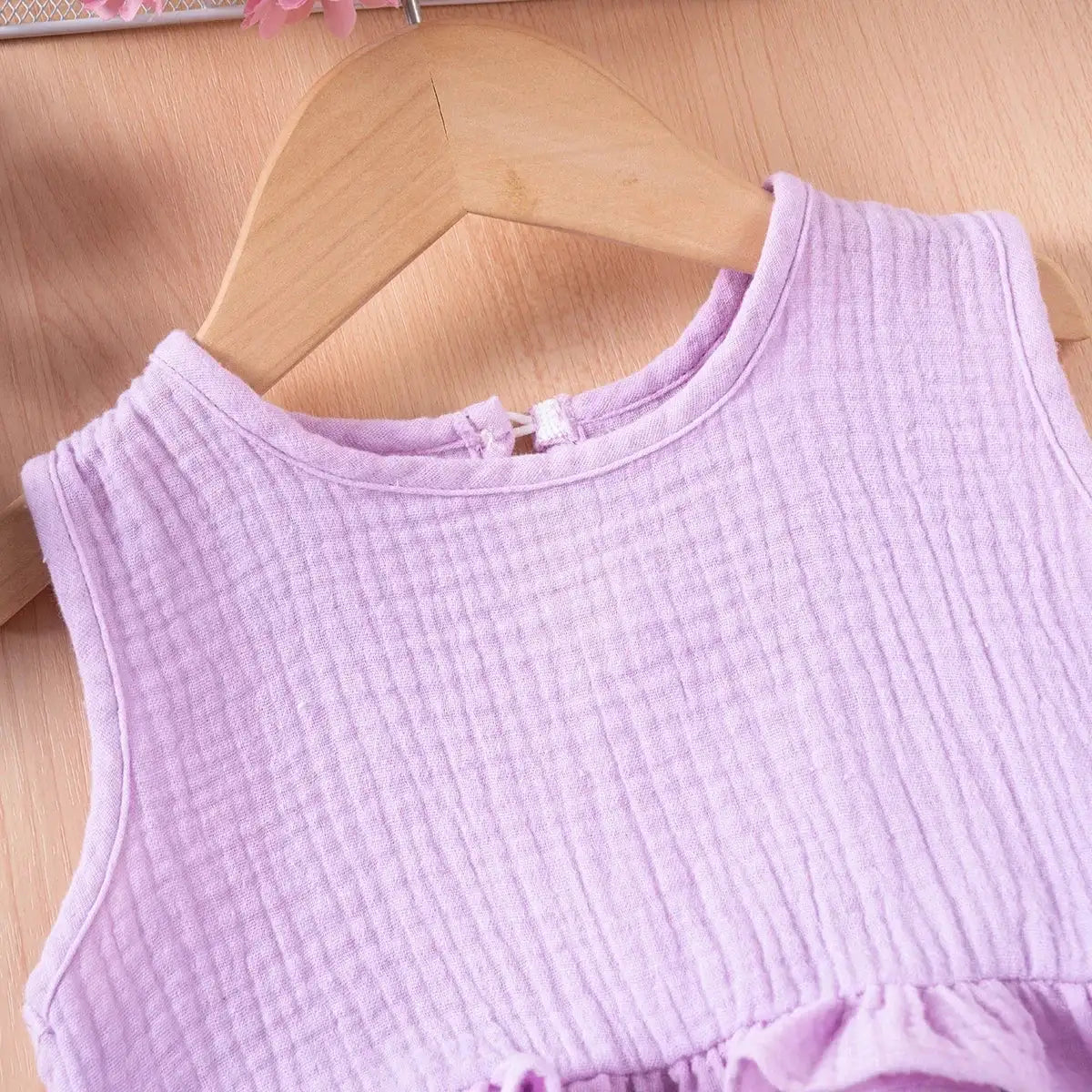 Summer Kids Cotton Casual 2pcs Toddler Girls Solid Color Sleeveless Top + Ruffle Pants Set Comfortable Fashion Hot Sale - Lootquake