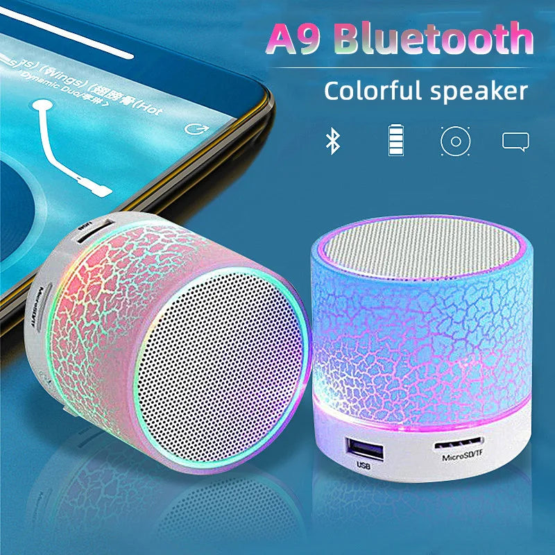 Mini altavoz Bluetooth inalámbrico con LED, tarjeta TF, subwoofer USB, sonido MP3 portátil, altavoz inalámbrico para teléfono inteligente