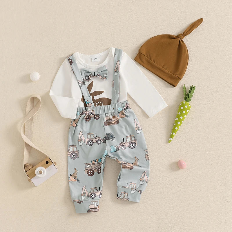 Baby Girl Easter Outfit Floral Print Ruffle Sleeve Romper Headband Tutu Skirt Leg Warmers 4 Pcs Set Bunny Ear Bow - Lootquake