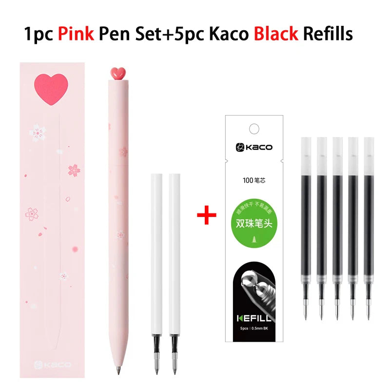 Juegos de bolígrafos de gel KACO, útiles escolares y de oficina para niños, de 0,5 mm de alta capacidad, con forma de corazón o signo del zodiaco, artículos de escritura, regalos de amor, artículos bonitos.