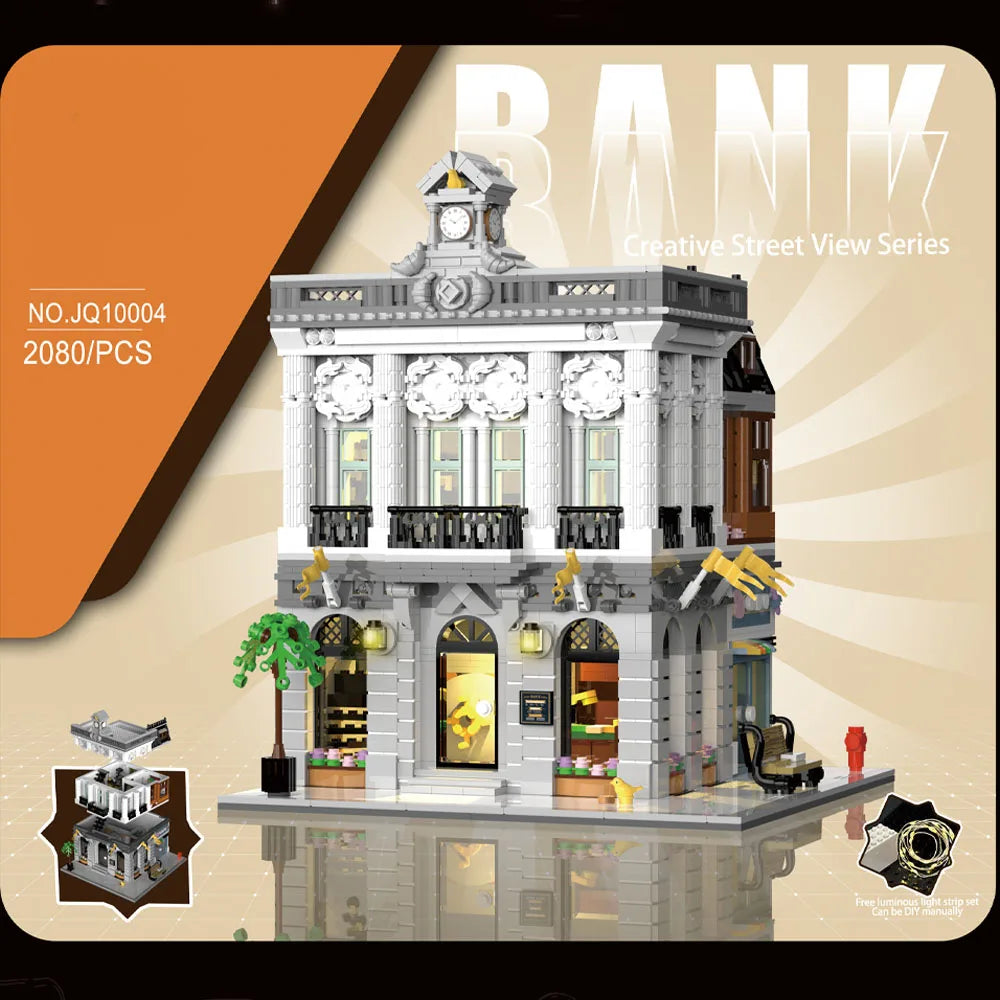 European Market Street Villa House Model Building Blocks MINI Creative Architectural Scene Light Assemble Brick Toy Kid Gift - Lootquake