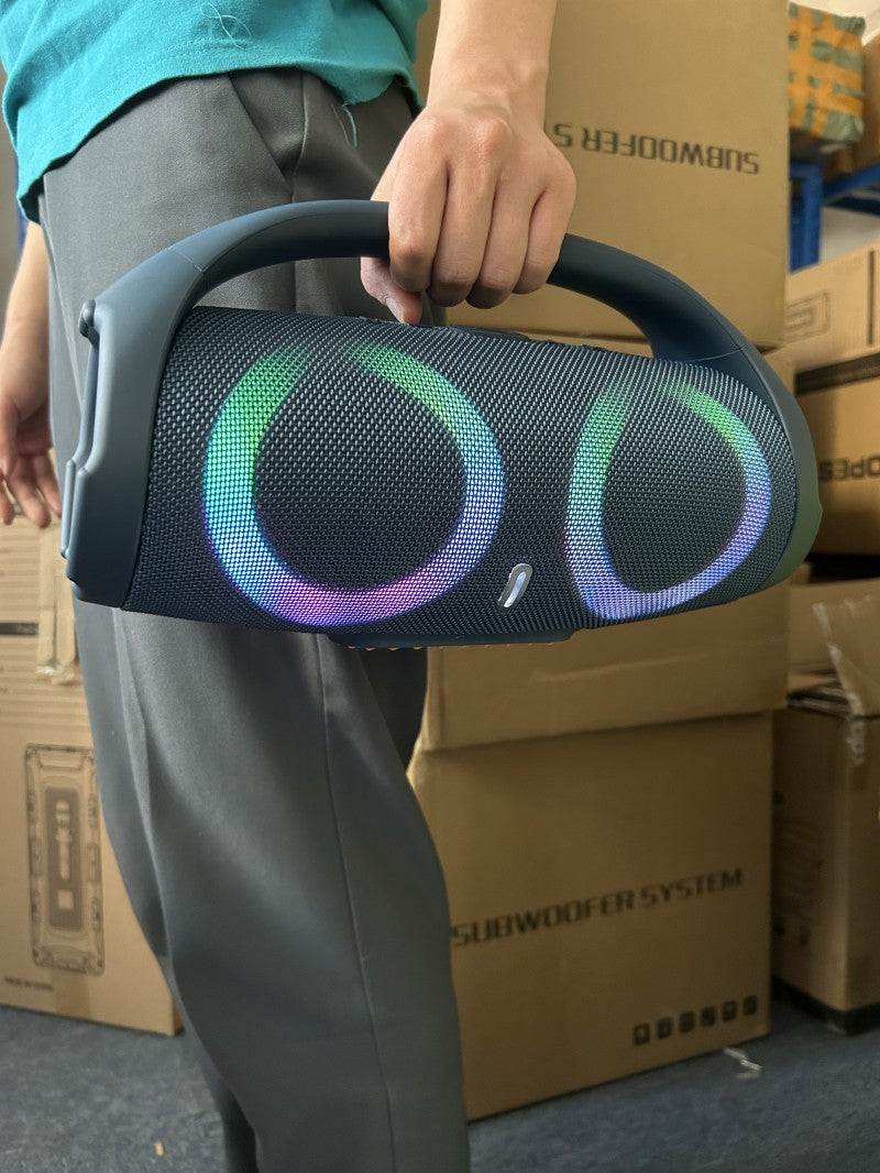 High power bluetooth speaker portable RGB colorful light waterproof wireless subwoofer 360 stereo surround TWS FM boombox
