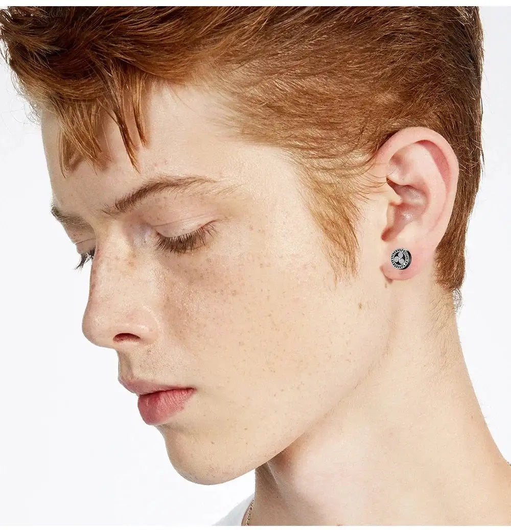 Gothic Norse Viking Runes Stud Earrings for Men Boys,Rock Punk Stainless Steel Valknut Wolf Head Compass Celtic Knot Earrings - Lootquake