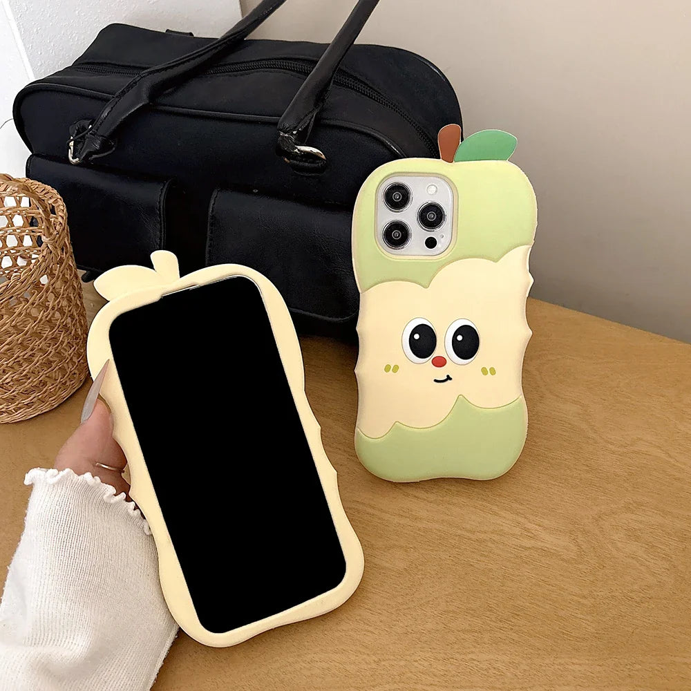 Funny 3D Cartoon Apple Designs Soft Silicone Phone Case
