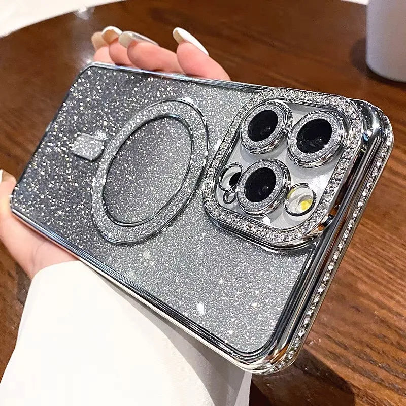Funda Magsafe de lujo con degradado de diamantes para iPhone