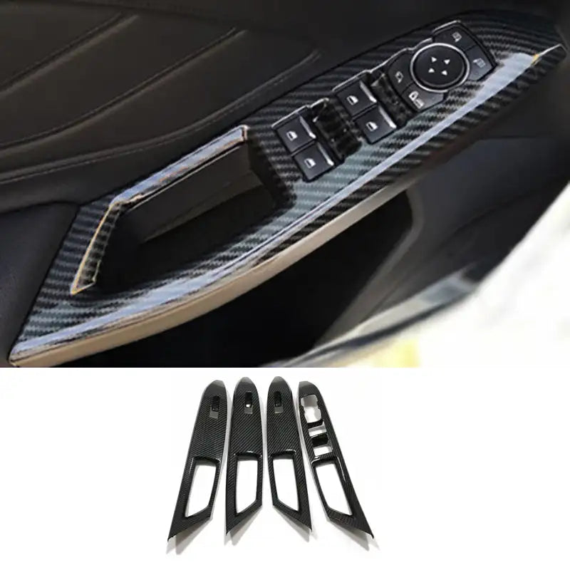 For Ford Focus MK4 2019 2020 Carbon Fiber Look Interior window swtich gear Steering Wheel Headlamp air Switche Button Cover Trim - Lootquake