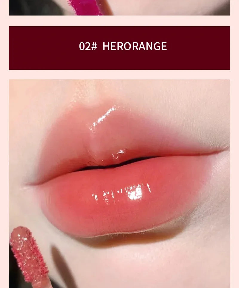 HERORANGE Brillo de labios ligero, brillo de labios, no se pega fácilmente, duradero, lápiz labial hidratante de agua, maquillaje líquido coreano