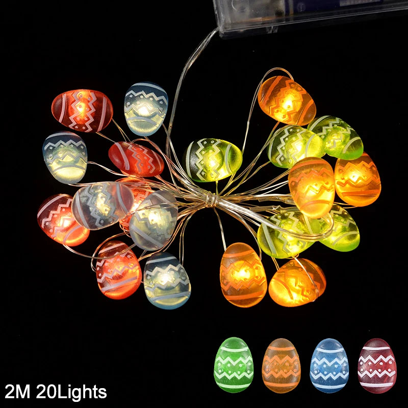 2M 20LED Easter Rabbit String Light Carrot Chick Eggs Fairy Light Garland Happy Easter Party Decoration For Home Kids Gift 2025 - Lootquake