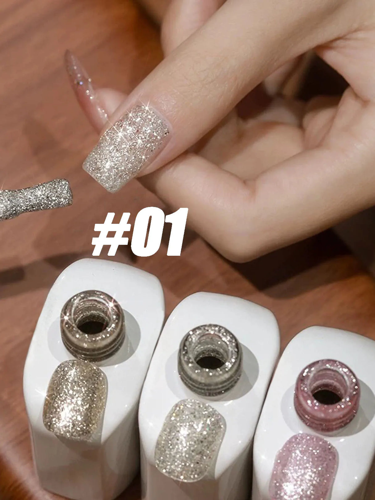 Esmalte de uñas en gel MIANEL12ML de alto brillo con purpurina fina en polvo, color blanco lechoso, nuevo estilo que combina con todo.