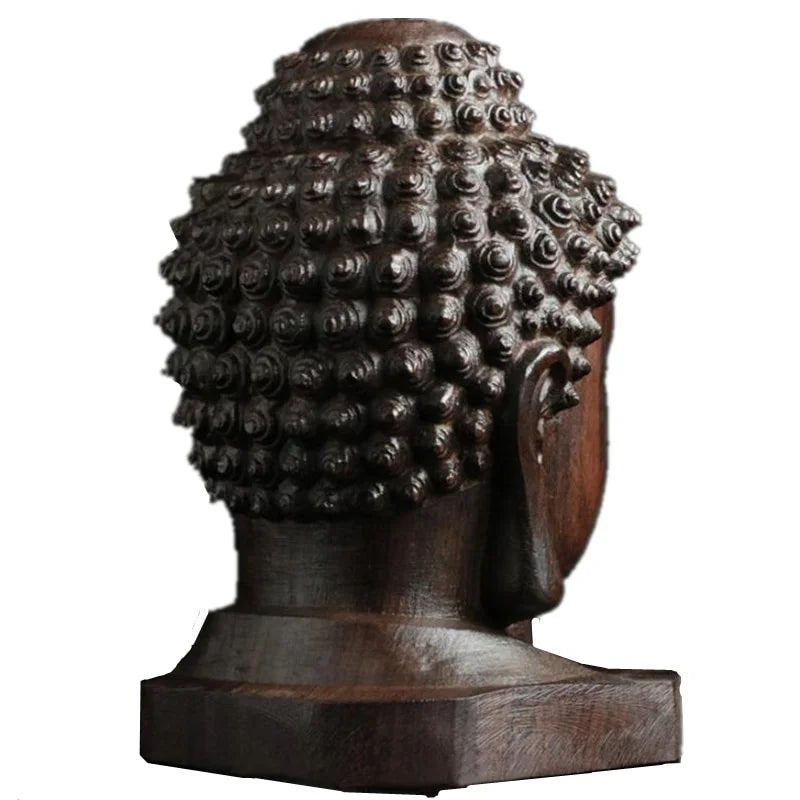 Estatua de madera de Sakyamuni de 2,36 pulgadas, 6 cm, Buda de madera, figuras creativas de Tathagata, cabeza de caoba de la India, artesanías, decoración de coche