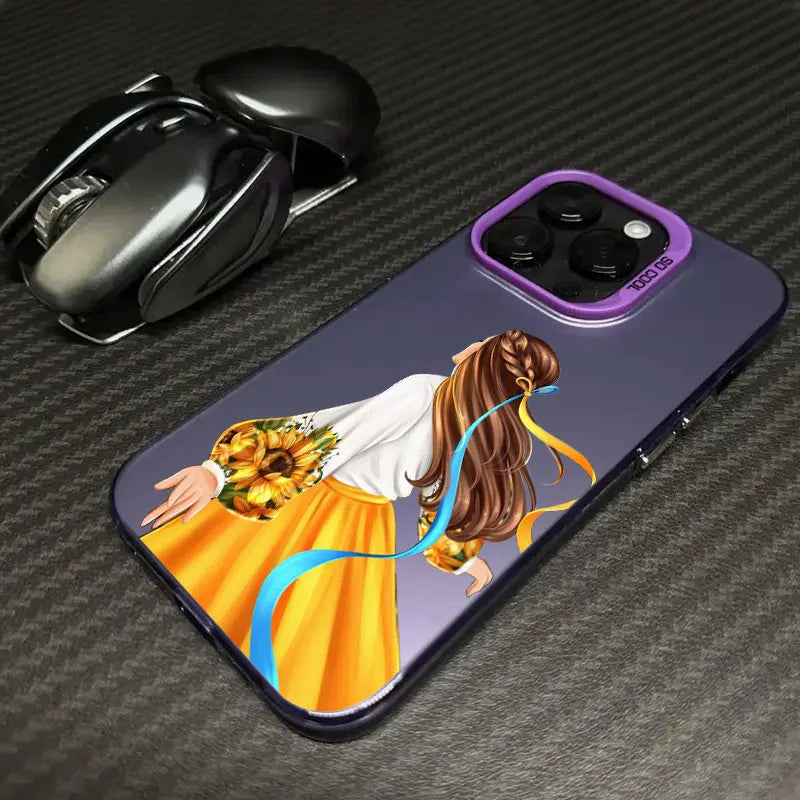 Ukraine Girl Sunflower Flag Coque Phone Case
