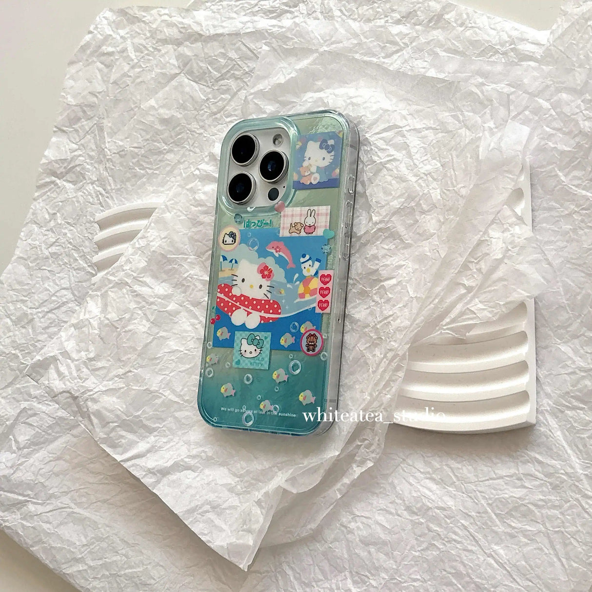 Funda para teléfono con diseño de HelloKitty Cats de océanos azules de verano para chica Y2k