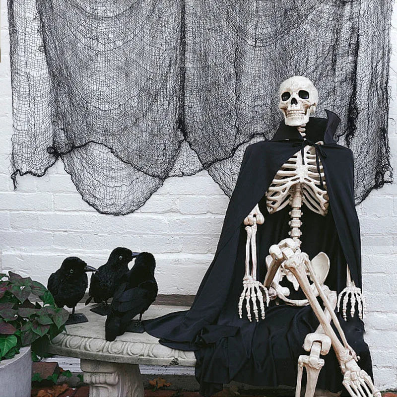 2M/4M Halloween Decorations Black Creepy Gauze Cloth Window Table Door Net Spooky Fancy Dress Party Haunted House Wall DIY Decor