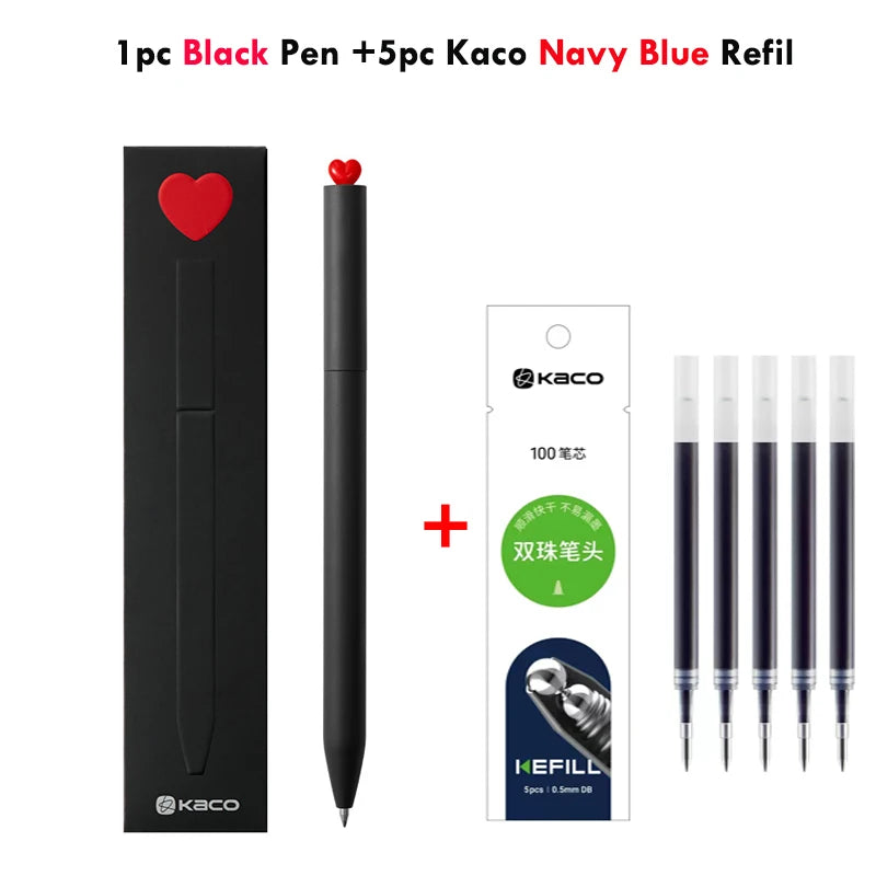 Juegos de bolígrafos de gel KACO, útiles escolares y de oficina para niños, de 0,5 mm de alta capacidad, con forma de corazón o signo del zodiaco, artículos de escritura, regalos de amor, artículos bonitos.