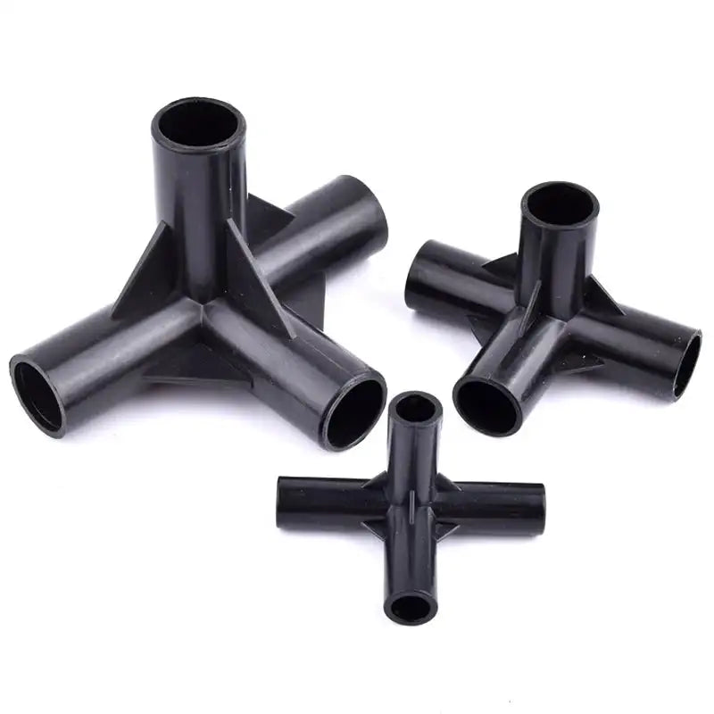 8/12/16/19mm Black PVC Pipe Fittings 4-way Connector Tent Wardrobe Fixed Fittings Plants Support Joint, DIY Shelf Tube Fittings - Lootquake