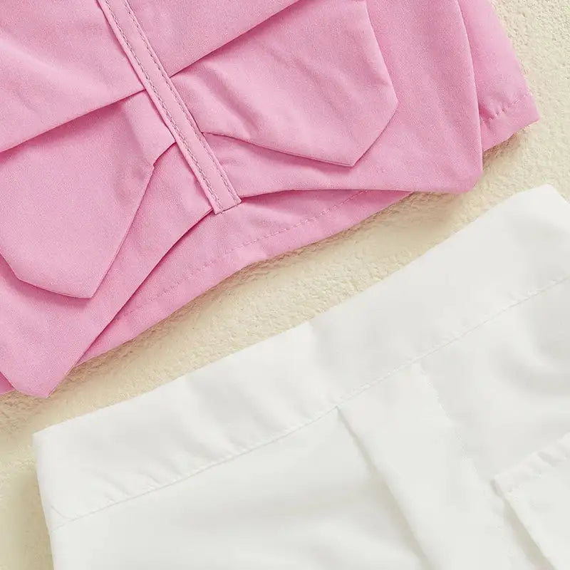 Adorable Baby Girl Sleeveless Top and Shorts Set with Cute Butterfly Print for Summer Outfit 2 Pieces Set - Lootquake