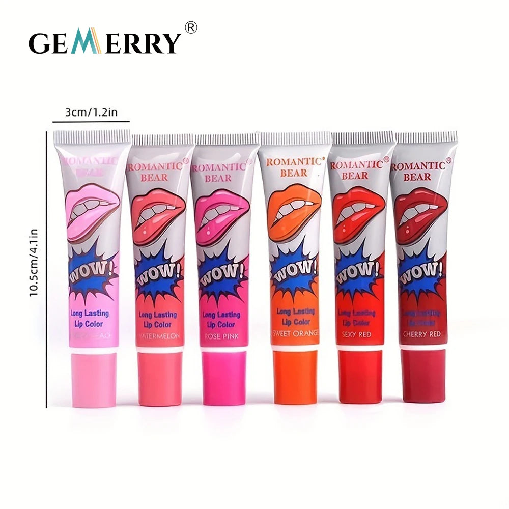 Gemerry 6 couleurs de rouge à lèvres pelable, maquillage magique et sexy, brillant à lèvres longue tenue, beauté, rouge à lèvres imperméable, cosmétique pour femmes
