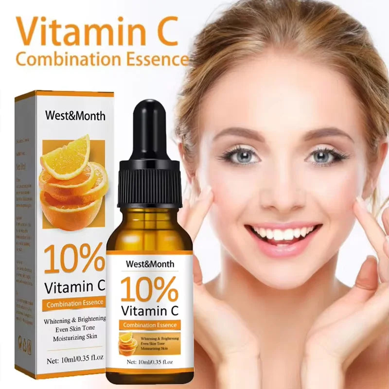 Suero de vitamina C para rostro, ácido hialurónico, aclara manchas oscuras, quemaduras solares, antioxidante, elimina arrugas, reduce los poros, cuidado de la piel.