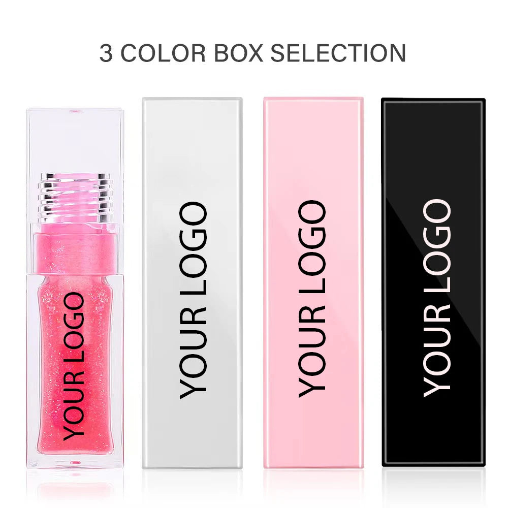 Gloss à lèvres transparent de marque privée, maquillage couleur, huile à lèvres repulpante, hydratant, waterproof, longue durée, cosmétiques personnalisés en vrac
