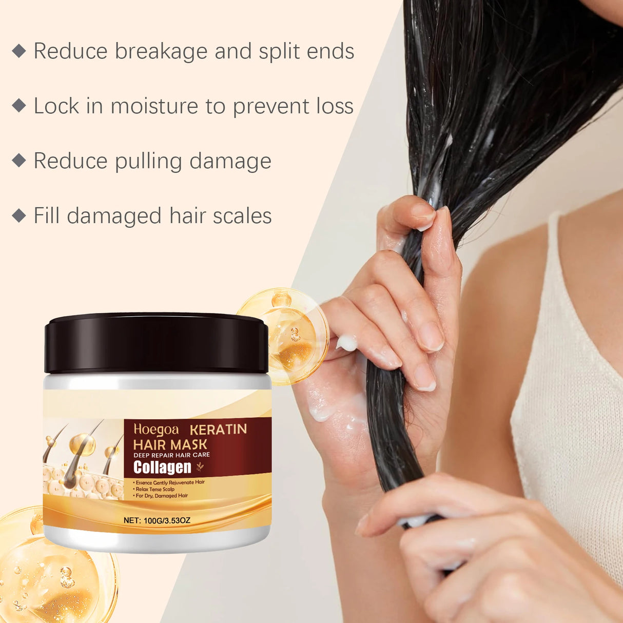 Collagen Repair Hair Mask Soothing Dryness Deep Nourish Scalp Restore Luster Strengthen Hair Root Deep Moisturizing Conditioner