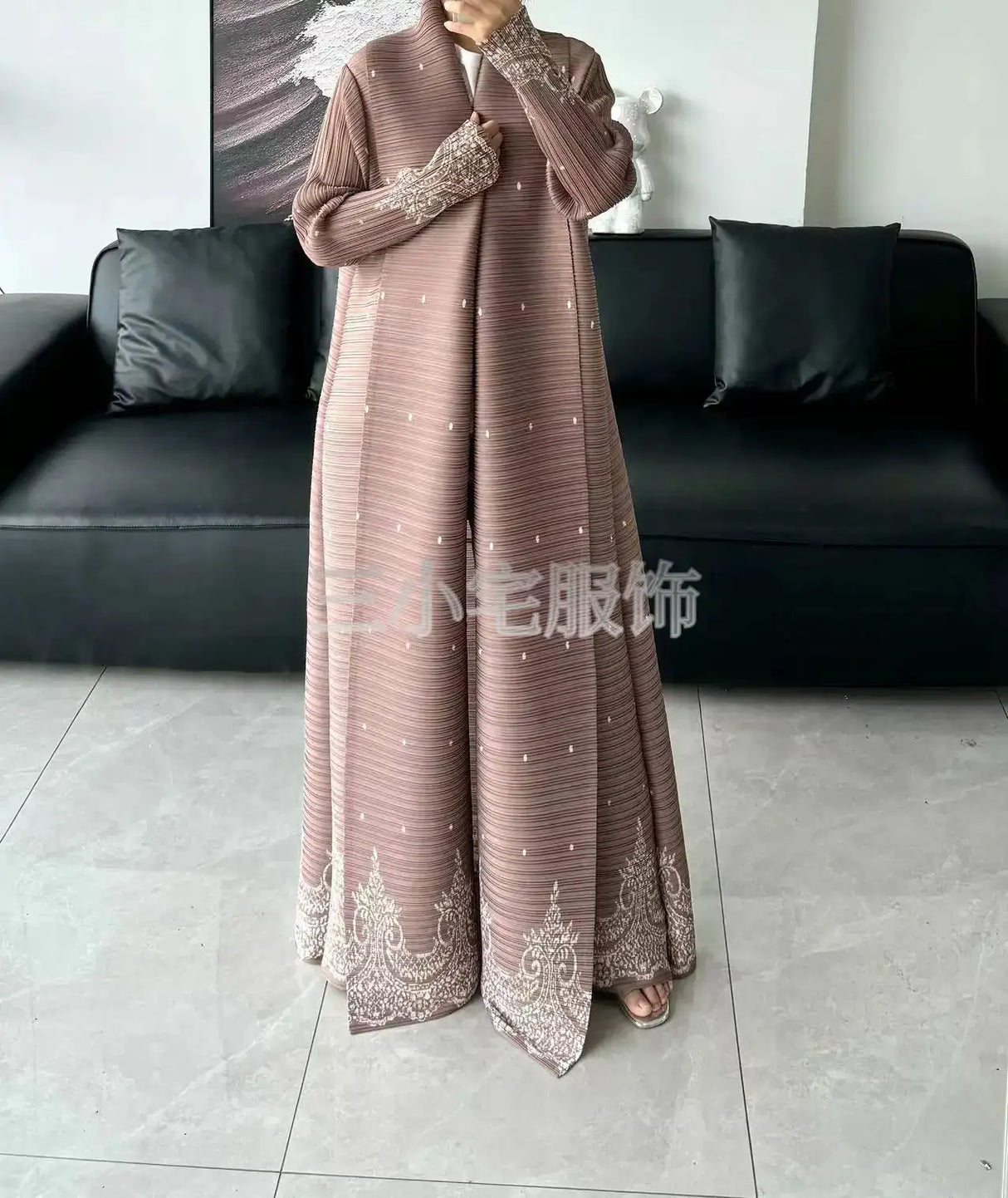 Autumn and Winter New Abaya Fashion Lapel Pleated Long Sleeved Cardigan Windbreaker Jacket Saudi Abayas for Women - Lootquake
