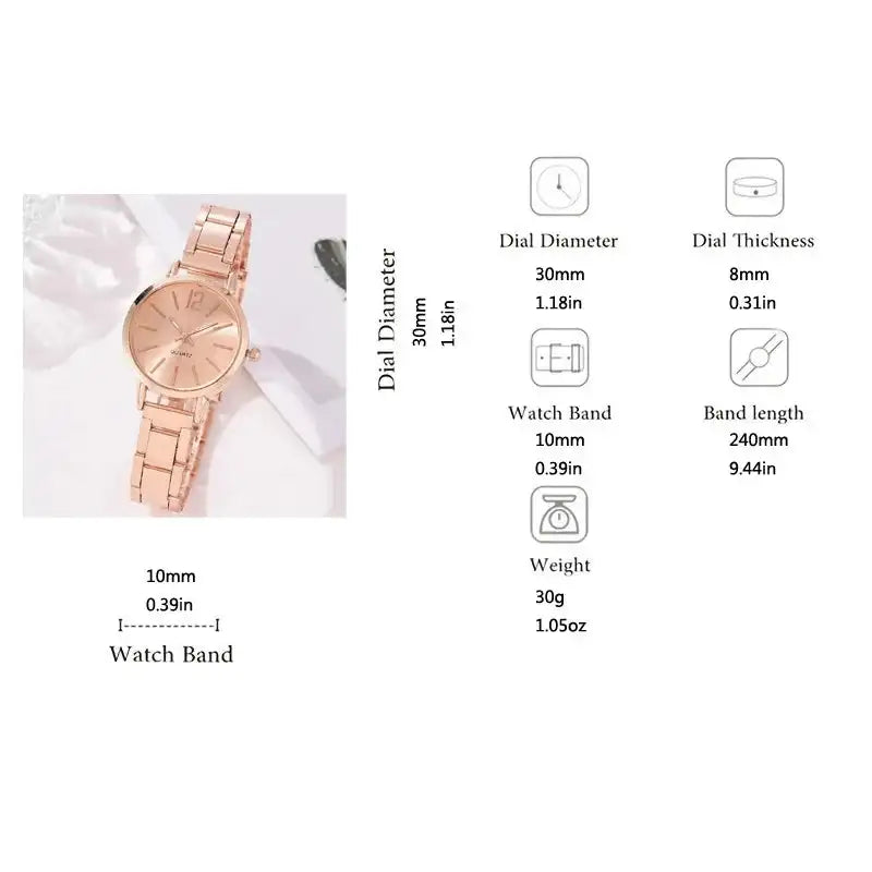 2pcs Set Watch Luxury Women Simple Dial Hollow Strap Fashion Gold Bracelet Quartz Wristwatch Student Ladies Watches Reloj Mujer - Lootquake